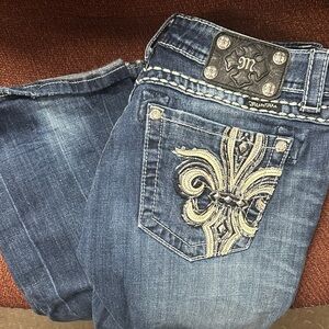 Miss Me Women's Dark Blue Boot Cut Jeans with Embroidery